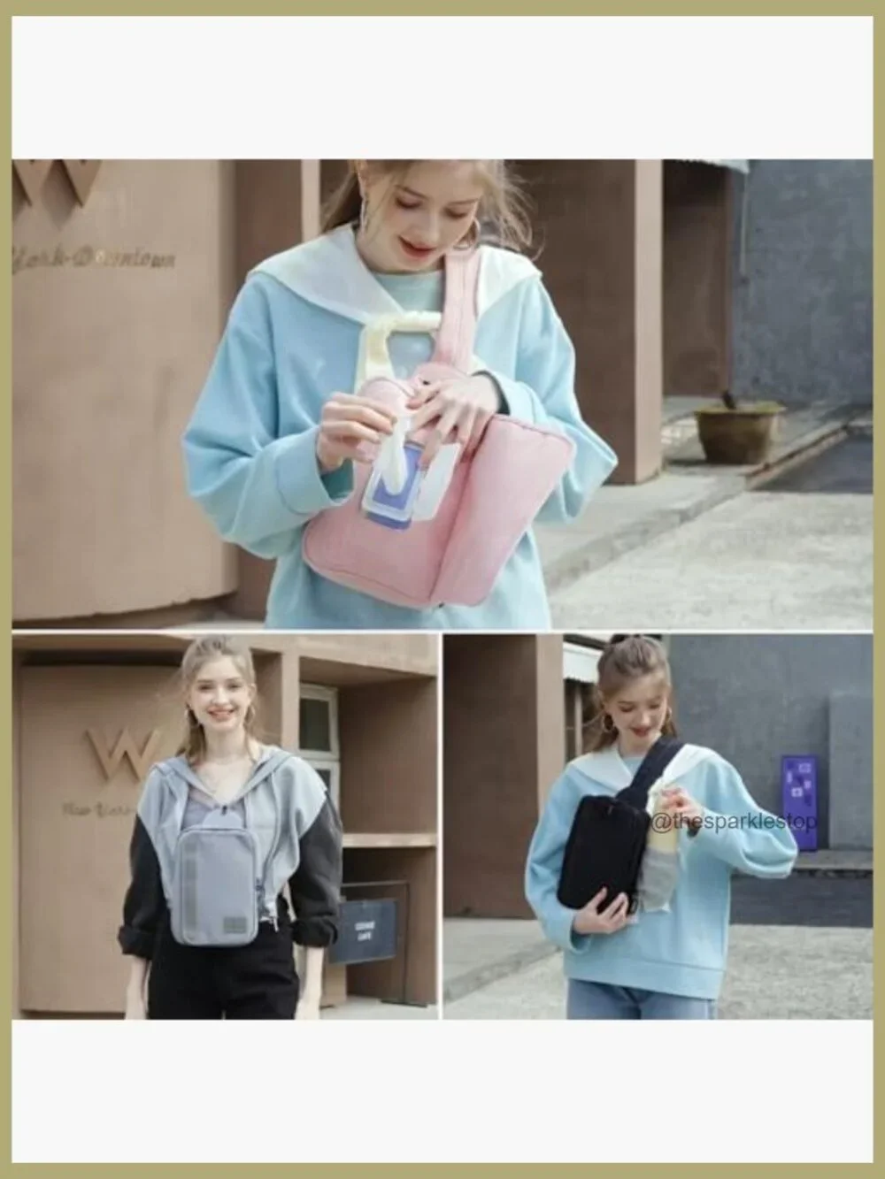 2-in-1 Nylon Sling Crossbody Backpack with Wipes Pouch & Bottle Pocket